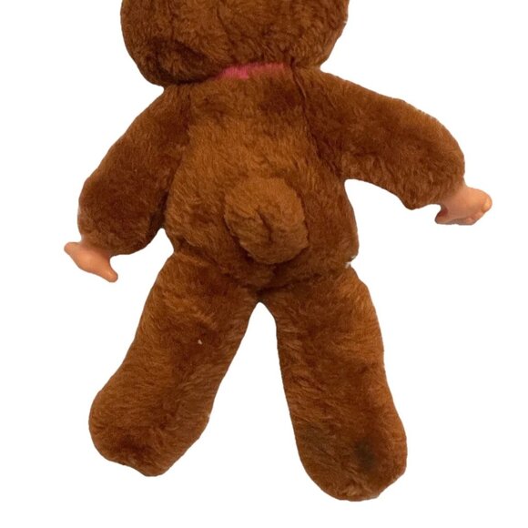 Vintage 1974 Monchhichi Female Thumb-Sucker Doll Pink Bow Japan 15" Plush - Picture 7 of 7